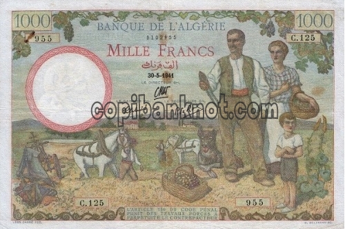 Алжир (выпуск 1942-45 ) 1000 франков