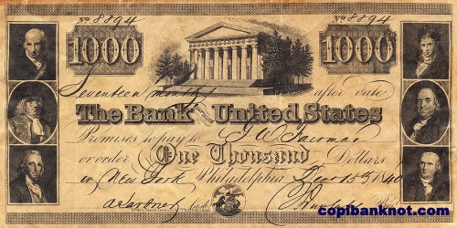 1840 г. The Bank United States. 1000$