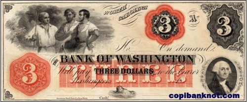 1855 г. Bank of Washington. 3$