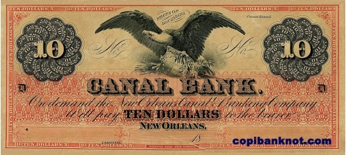 1860 г. Canal bank New Orleans. 10$