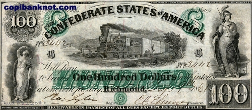 1861 г. Доллары кофедерации. Confederate States of America. Richmond. 100$
