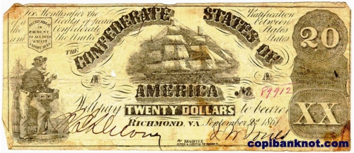 1860 г. Доллары кофедерации. Confederate States of America. 20$