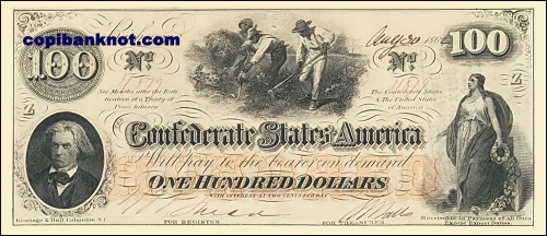 1862 г. Доллары кофедерации. Confederate States of America. Richmond. 100$