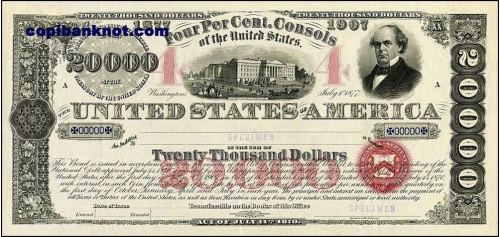 1877. Доллары США. Банкнотa 20 000$.