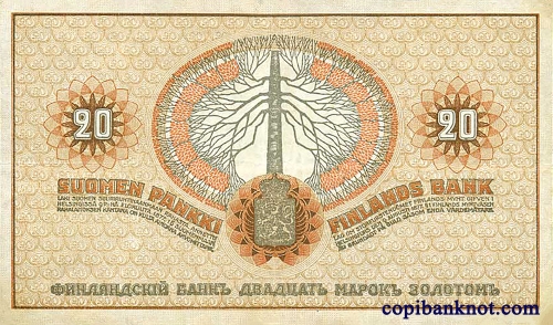 Финляндия. Банкнота 1909 г. 20 марок золотом.