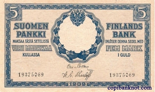 Финляндия. Купюра 1909 г. 5 марок золотом.