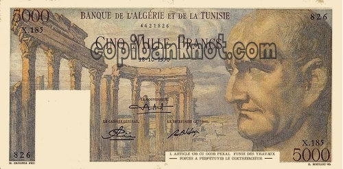 Тунис 5000 франков 1950